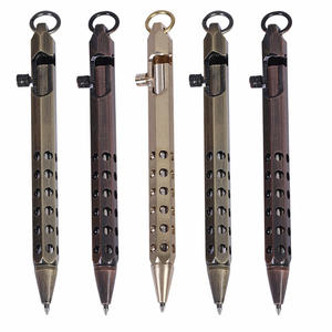 Stylo publicitaire promotionnel en laiton hexagonal avec logo gravé au laser, design boulon de fusil, cadeau d'affaires - Product Image 1