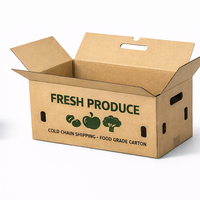 Emballage de produits frais, boîtes en carton ondulé, carton d'expédition alimentaire ventilé avec trous de poignée, impression de taille personnalisée