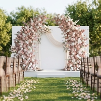 Fleurs artificielles rose poudré pastel pour mariage, arrangement floral en arche pour décoration de toile de fond de mariage en extérieur
