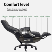 Chaise de bureau de direction moderne de luxe, ergonomique, en cuir, avec appui-tête souple, accoudoirs larges et dossier réglable en douceur