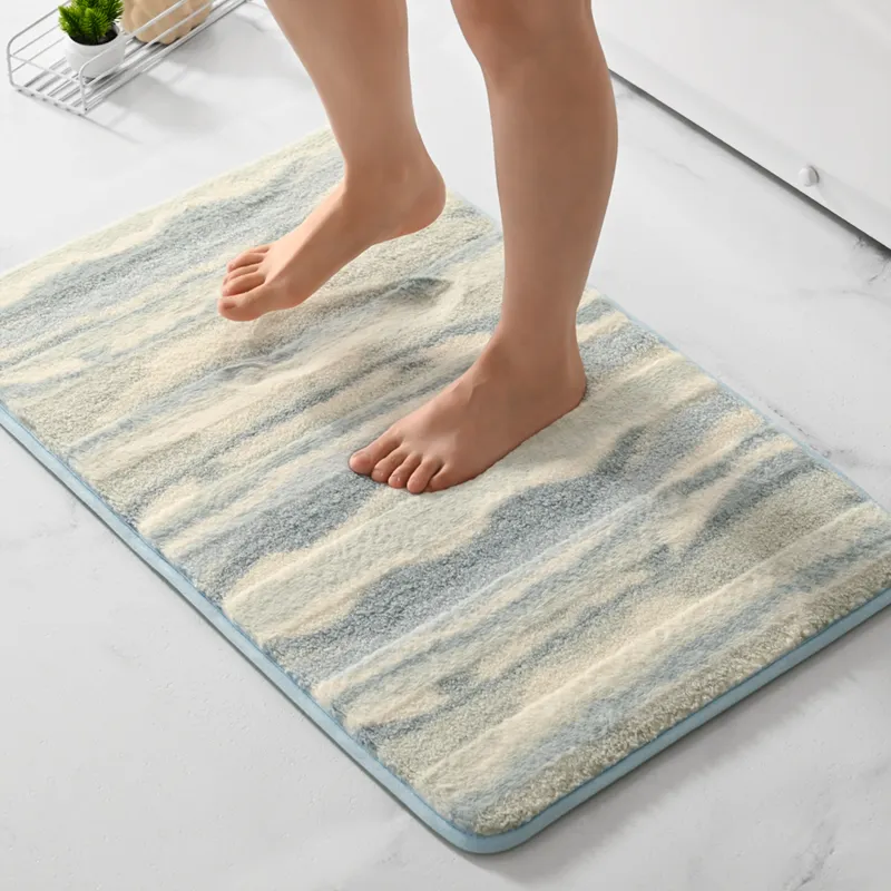 Quick Drying Moom Velvet Bathroom Rug Mats Soft Plush Anti-Slip Super Water Absorbent Bath Rugs Floor Mat