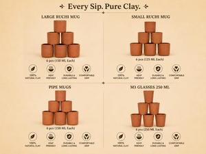 Handmade Terracotta Clay Beer Cups Natural <b>Earthenware</b> <b>Mug</b> Pots Traditional Indian Pottery Drinking <b>Mugs</b> for Beer Tea Coffee - Product Image 3