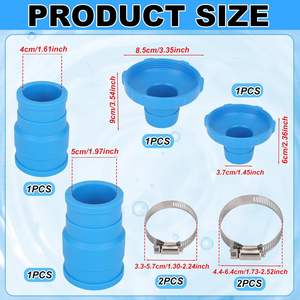 Kit adaptateur de <span class=keywords><strong>tuyau</strong></span> d'aspirateur YUCALO Skimmer B pour <span class=keywords><strong>tuyau</strong></span> d'aspirateur de <span class=keywords><strong>piscine</strong></span> <span class=keywords><strong>Intex</strong></span> 1 1/2, connecteur de <span class=keywords><strong>tuyau</strong></span> d'aspirateur, 4 pinces métalliques, modèle écologique F28035, 0,125 pouces - Product Image 2