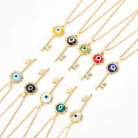 Acier inoxydable Multi Couleur Turc Oeil Clé Forme Pendentif Populaire Nouvelle Arrivée Marque Zircon Designer De Luxe Collier