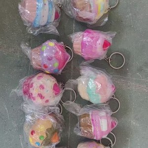 Pu Ice Cream Keychain 3D Cartoon Soft Squishy Toy For Kids And Office Stress Relief Decorative Plush <b>Key</b> <b>Chains</b> - Product Image 2