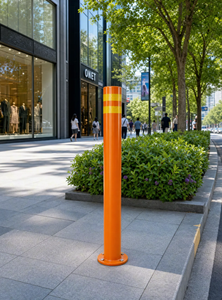 Bolardo de Seguridad Fijo de Acero Inoxidable con Recubrimiento en Polvo Naranja, con Doble Banda Reflectante para la Seguridad del Tráfico y Estacionamiento - Product Image 3