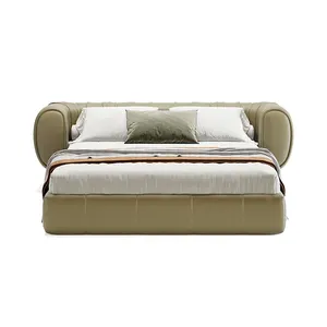High end lüks ana yatak odası Modern tarzı çift lüks lüks kral yatak deri arkalığı ve yatak end tata