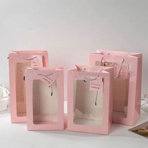 Bolsa de Papel Kraft con Ventana, Personalizable con Logotipo, Reciclable, Popular para Regalos, Venta Caliente RTS - Product Image 1