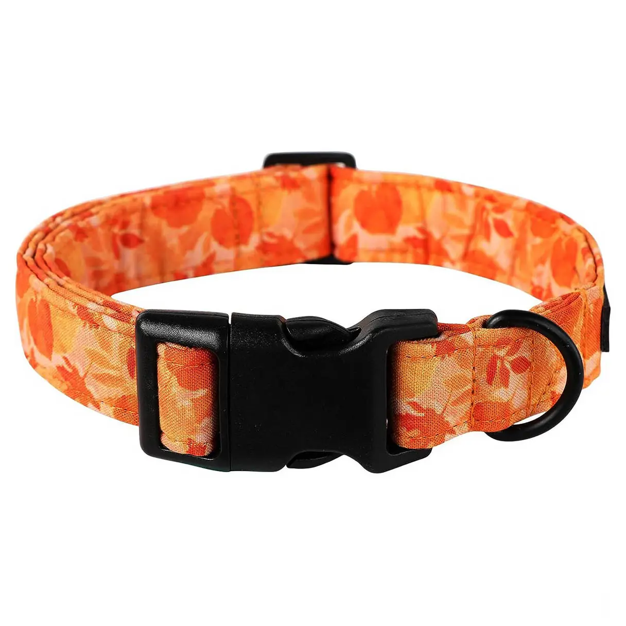 Fabricant Automne Mignon Coton Orange Léger Boucle à dégagement rapide Logo personnalisé Collier pour chien de compagnie