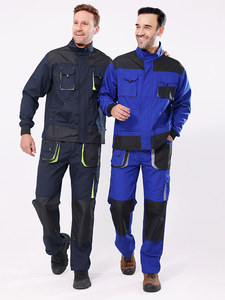 Tenue <span class=keywords><strong>de</strong></span> <span class=keywords><strong>travail</strong></span> pour réparation automobile, en polyester-coton, résistante aux taches, avec veste <span class=keywords><strong>à</strong></span> manches longues et pantalon <span class=keywords><strong>à</strong></span> bretelles pour homme, personnalisable - Product Image 1