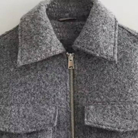 Blouson bomber court respirant en laine tissée pour l'automne et l'hiver, 100% laine, col rabattu