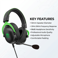 Headset Gaming Jetion USB+3.5MM dengan Mikrofon Speaker dan Mic Desain Over-Ear Pencahayaan Satu Warna Model PJT-DEP2498