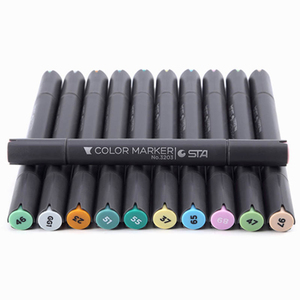 Set di <span class=keywords><strong>Pennarelli</strong></span> Artistici STA <span class=keywords><strong>a</strong></span> <span class=keywords><strong>Base</strong></span> Alcolica, 12 Colori, Punta Fine, per Studenti, Materiale PP Certificato con MSDS - Product Image 4