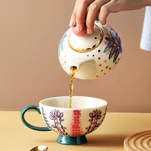 <span class=keywords><strong>Service</strong></span> de table à thé de l'après-midi en <span class=keywords><strong>porcelaine</strong></span>, théière et tasses à thé en céramique, style anglais - Product Image 4