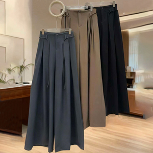 Pantalones Casuales de Oficina para Mujer, Anchos, de Cintura Alta, a Rayas y con Cordones, Estilo Sexy 2025 - Product Image 1