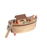 Juego de Juguetes Educativos Montessori EN71 CE ASTM, Arca de Noé de Madera con Figuras de Animales para Niños, para el Aprendizaje de Habilidades Motoras Finas