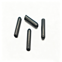 Puntas de cordón cilíndricas de plástico selladas de un solo extremo, negras brillantes, tapas huecas tubulares para terminación de cordones