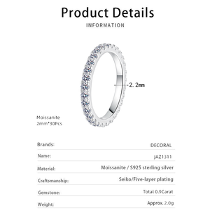 Anelli Nuziali in Moissanite per Donne, Anelli in Argento S925, Anello Eternity Impilabile, Anello di Fidanzamento, Anello per Anniversario - Product Image 6