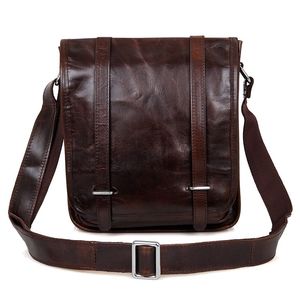 Bolso Mensajero Clásico de Cuero Marrón <span class=keywords><strong>con</strong></span> Logotipo Personalizado, Bolso Lateral de Piel de Becerro Casual para <span class=keywords><strong>Hombre</strong></span>, Bolso de Hombro de Cuero para <span class=keywords><strong>Hombre</strong></span> <span class=keywords><strong>con</strong></span> Dos Correas Delanteras - Product Image 2