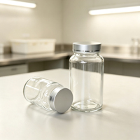 Bouteille distributrice d'échantillons en verre transparent à large ouverture avec filetage pour l'emballage d'échantillons liquides et en poudre