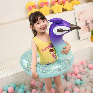 Flotador inflable de flamenco para niños con lentejuelas, flotador para piscina para niños, forma novedosa, material de Pvc respetuoso con el medio ambiente - Product Image 3