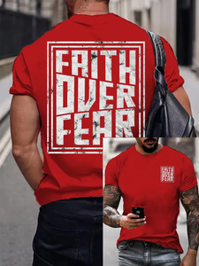 T-shirt Estiva da Uomo Premium all'Ingrosso con Stampa Vintage Cristiana 'FAITH OVER <span class=keywords><strong>FEAR</strong></span>', Traspirante e Morbida, a Maniche Corte - Product Image 6
