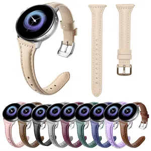 10 cores para relógio inteligente samsung, pulseira de couro de 20 22 mm e cintura pequena para galaxy iwatch 1 2 3 4 5, pulseiras de relógio de couro