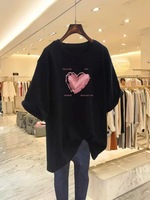 Haute qualité 100% coton personnalisé femmes surdimensionné Style américain T-Shirt à manches courtes avec mignon Logo décoration coupe ample