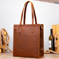 Sac à main rétro pour femme - 100% cuir de vachette pleine fleur véritable, cuir Crazy Horse, grand sac seau, fermeture éclair, imperméable