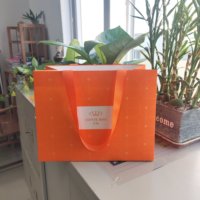 Sacs en papier de couleur orange avec poignée en ruban Sacs en papier d'art de luxe avec votre propre logo personnalisé