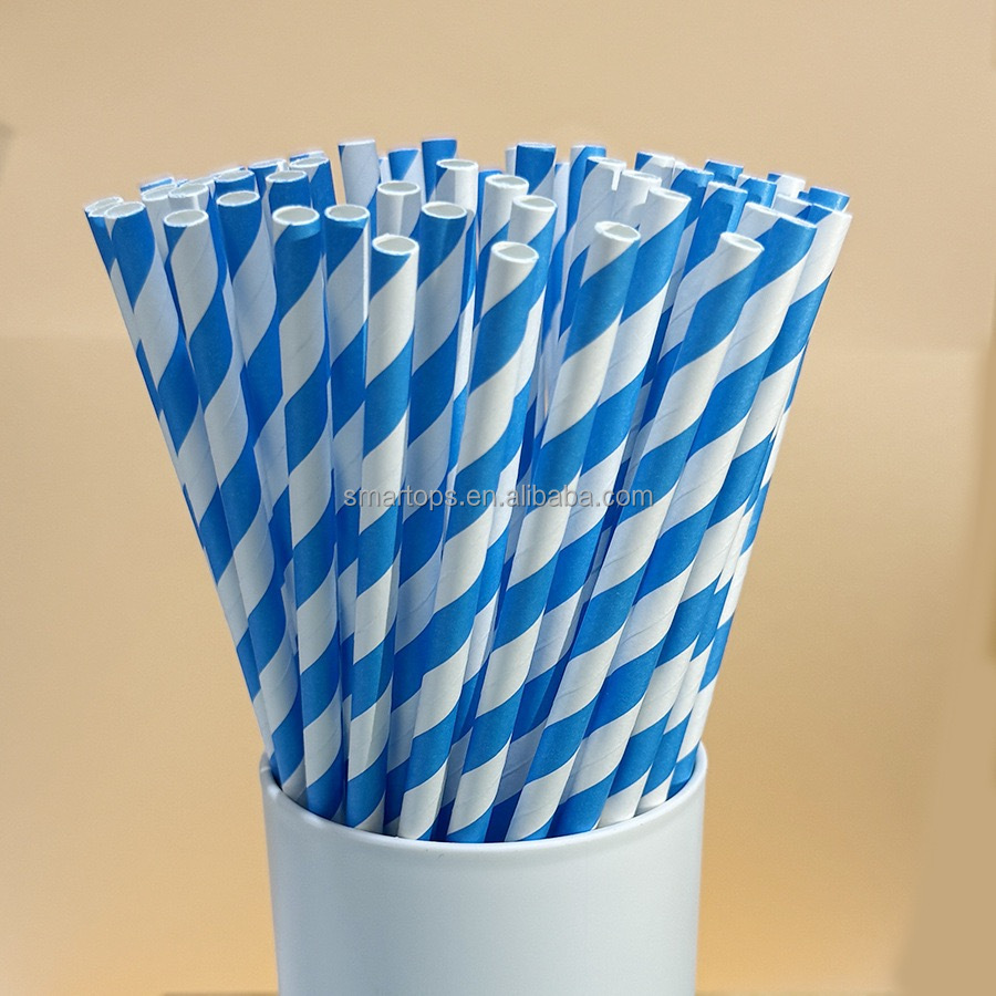 SmartposBlue Series Themed Eco-Friendly Wood & Paper Disposable Straws For Parties Birthdays Weddings & Bridal Events