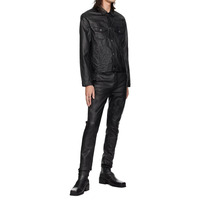 Veste en jean classique de haute qualité, coupe régulière, tendance, confortable, en denim noir ciré pour hommes