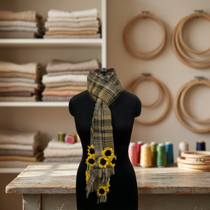 Embroidered Cotton Long Women's Leaf Pattern Multi-Purpose Scarf - Product Image 4
