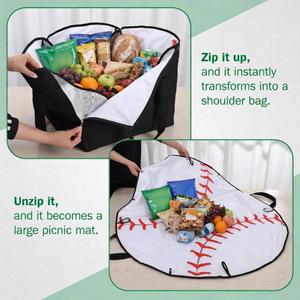 2 in 1 Baseball <b>Picnic</b> Large Waterproof Foldable Outdoor Mat Sand Proof Beach Camping <b>Blanket</b> for Sporting Events Travel - Product Image 6
