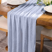 Lot de 6 chemins de table en gaze de coton bleu ciel, réutilisables, durables, lavables, 35x120 pouces, motif uni, style simple pour mariage