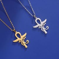 Collier en acier inoxydable Myshape, style Égypte ancienne, plaqué or, avec l'œil d'Horus et la croix Ankh, clé de vie, bijou de protection