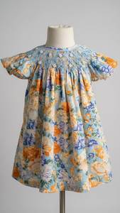 Vestido Vintage con Estampado Floral y Escote Redondo para Bebés Niñas - Ropa de Verano de Algodón Suave para Niños Pequeños al por Mayor de Vietnam - Product Image 5