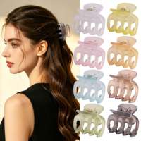 Pince à cheveux minimaliste de 4 cm, translucide effet gelée, pour queue de cheval mi-haute, accessoire discret et confortable en plastique pour fête