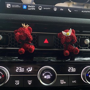Diffuseur d'arômes pour voiture en forme d'ours rouge et de fleur de pivoine, pour grille d'aération de climatisation, avec fonction d'agrandissement de l'arôme, accessoires automobiles - Product Image 4