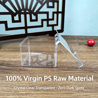 Contenants carrés jetables en plastique PS transparent pour gelée, coupes à dessert avec couvercle, boîtes à mousse, emballage alimentaire personnalisable – Vente en gros