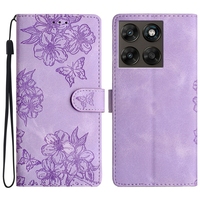 Casing Kulit Dompet Bunga Ceri Kupu-kupu untuk Motorola G35 G55 G75 G05 G15 E15 ThinkPhone 25 Edge 60 Fusion Pro G56 Flip Cover