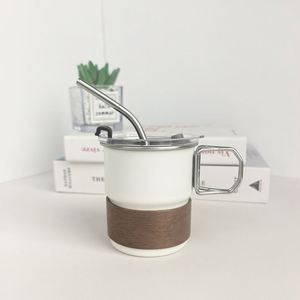 Tasse à café en acier inoxydable 304 avec poignée en bois anti-brûlure, isolation thermique, logo, pour le camping en plein air, les voyages, portable, haute température - Product Image 6