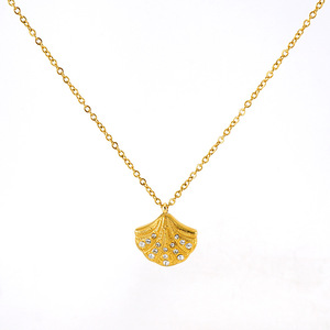 Zogxin Seashell Pendant Necklace Gold Plated Pave Setting Crystal Fan Shape Clavicle Chain For Women Party Jewelry - Product Image 5