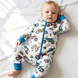 Conjunto <span class=keywords><strong>de</strong></span> Pijama para Bebé con Estampado Animal, 95% Bambú, 5% Spandex, con Cierre Bidireccional, Marca Privada - Product Image 1