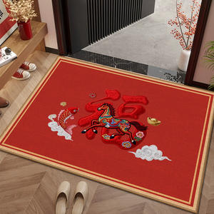 Alfombra de Entrada Rectangular de Terciopelo con Diseño de Caballo, para Interiores, Año Nuevo Chino, Diseño de Éxito, Antideslizante y Fácil de Limpiar - Product Image 3