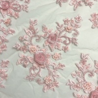 Moderne 3d Fleur Paire Brodé Perlé Dentelle Applique Handcut Tissu LT2465A