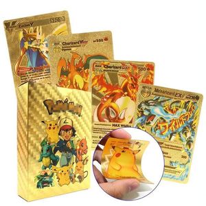 การ์ดโลหะสแตนเลสใหม่มีในสต็อกภาษาอังกฤษเทรนเนอร์ Pok Mon mewtwo Charizard สำหรับของขวัญส่งเสริมการขายและธุรกิจ - Product Image 6