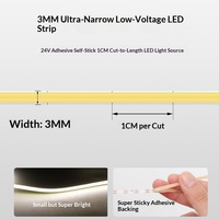 Bande lumineuse LED COB, barre lumineuse 5 mm ultra-fine, flexible, découpable, éclairage de placard, montage en surface, compatible variateur de luminosité, tensions multiples