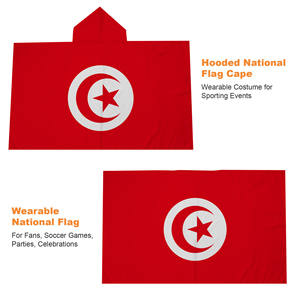 Cape avec capuche drapeau de la Tunisie 3x5 pieds, bannière Aigles de Carthage pour la Journée de l'Indépendance et les supporters de football - Product Image 2