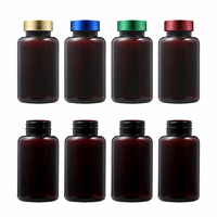 Bouteille en plastique PET ambré de 200 ml de haute qualité avec étiquette personnalisée, flacon à capsules, conteneur à médicaments étanche à l'humidité, approvisionnement en vrac